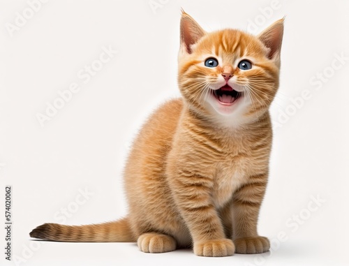 Cute kitten isolated on white background. Generative AI.