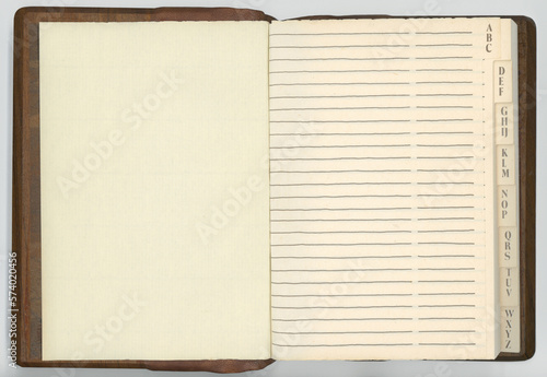 Vintage paper address book or notebook. The paper is handmade