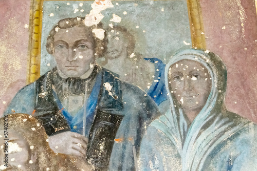 Fototapeta Naklejka Na Ścianę i Meble -  painting, frescoes, abandoned Orthodox church