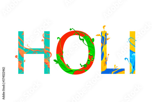 Holi. Colorful word of paint letters photo