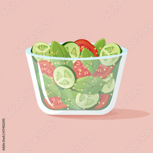 Vegetarian salad. Salad without meat. Greenery. Cucumber with tomato. Large platter with saladVegetarian salad. Salad without meat. Greenery. Cucumber with tomato. Large platter with salad photo