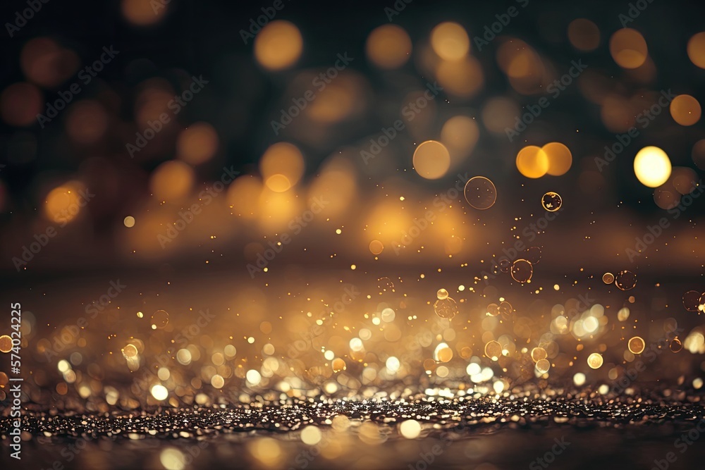 Blurry establishing multicolored Christmas lights. Generative AI.