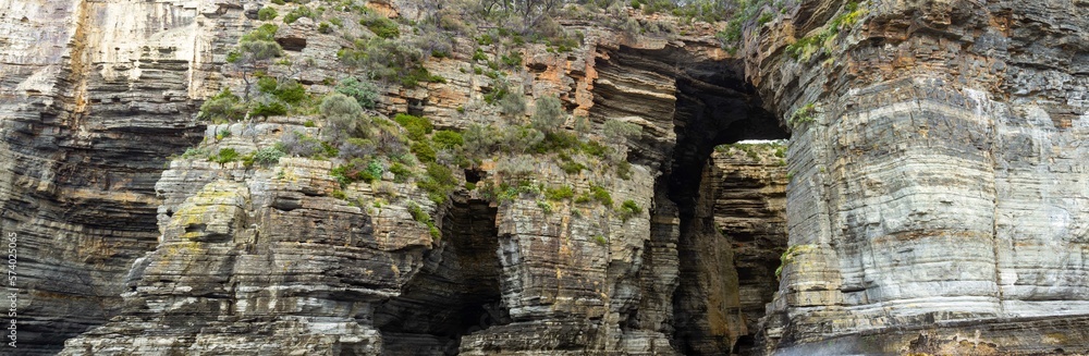 Rock formations on coastline of Tasman National Park