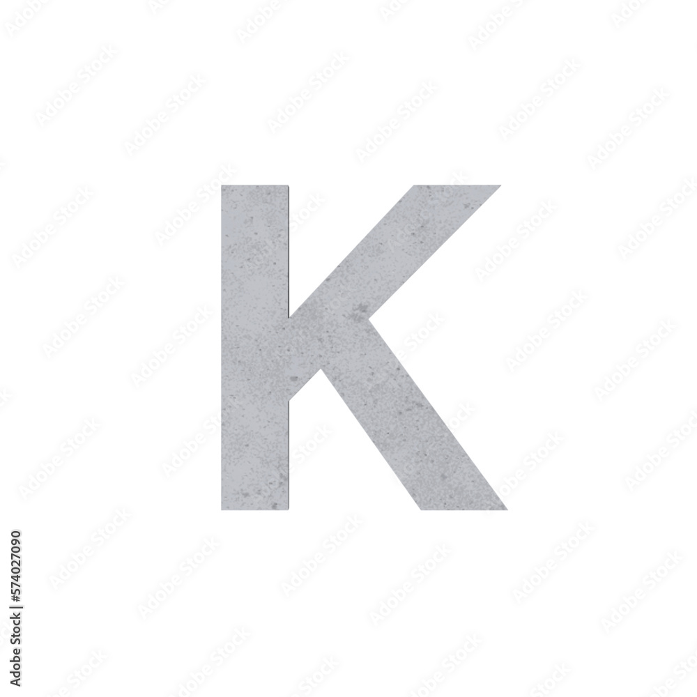 k alphabet letters cement concrete isolated. Alphabetical font. Grunge 3D, realistic vector illustration k alphabet letters cement concrete isolated. Alphabetical font. Grunge 3D, realistic vector illustration