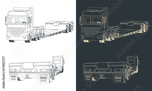 Truck with low bed trailer