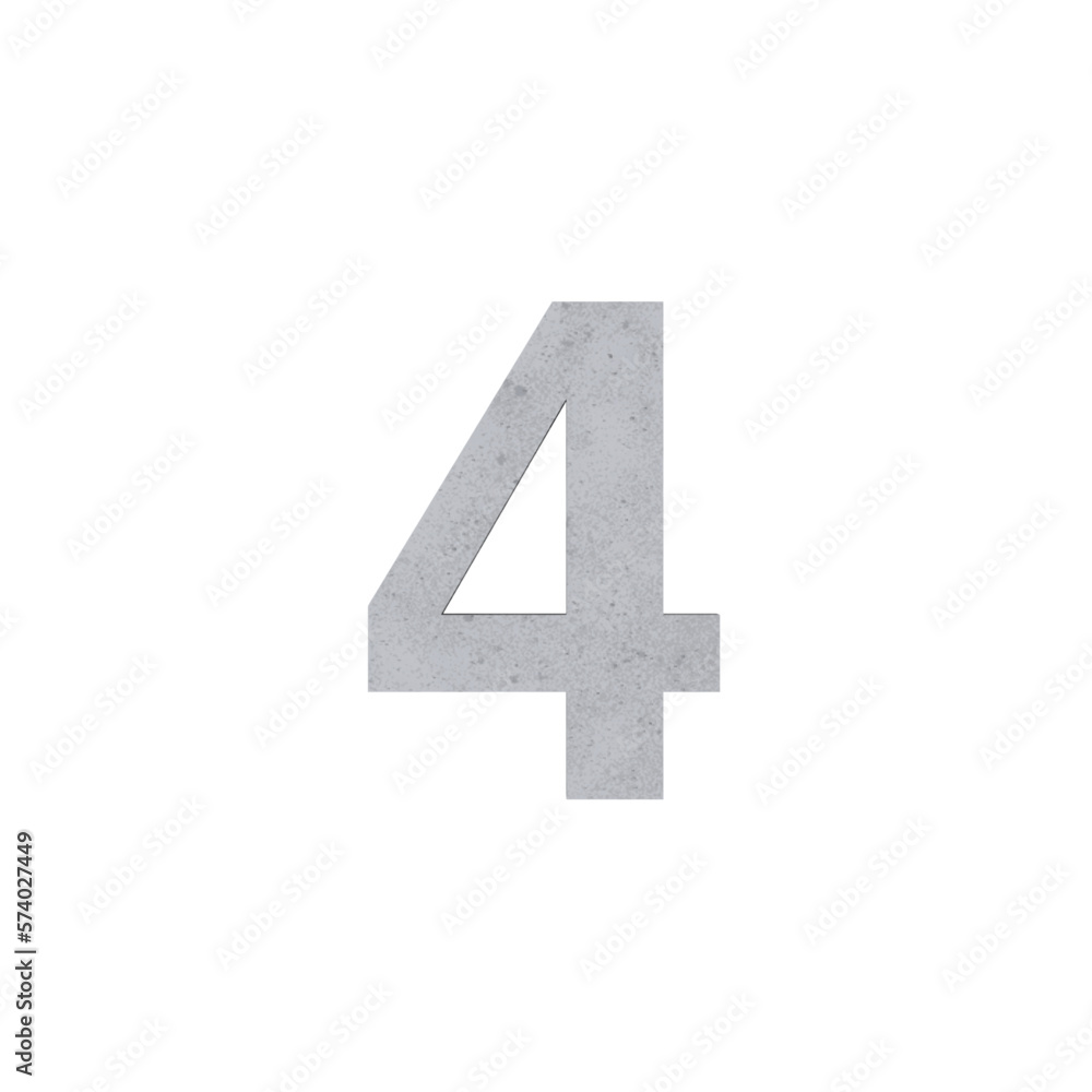 4 number numerical letters cement concrete isolated. Alphabetical font. Grunge 3D, realistic vector illustration 4 number numerical letters cement concrete isolated. Alphabetical font. Grunge 3D, realistic vector illustration