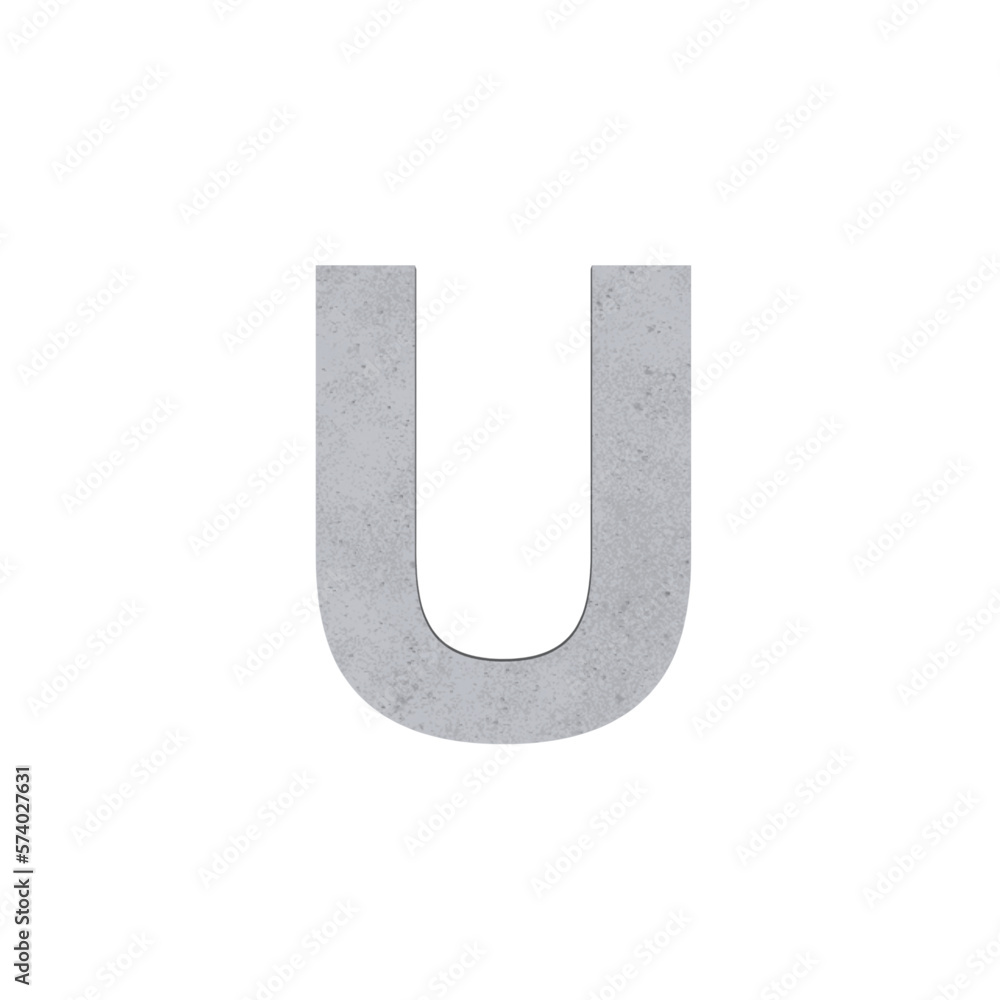 u alphabet letters cement concrete isolated. Alphabetical font. Grunge 3D, realistic vector illustration u alphabet letters cement concrete isolated. Alphabetical font. Grunge 3D, realistic vector illustration