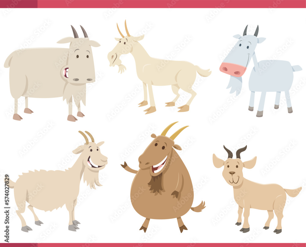 cartoon funny goats farm animal characters set