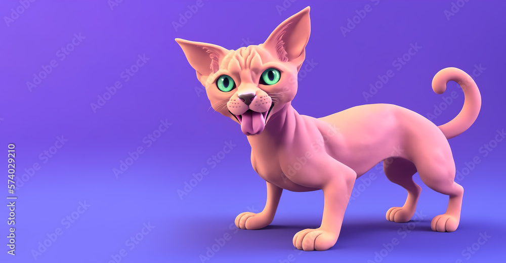 Devon Rex cat portrait, Generative AI illustration