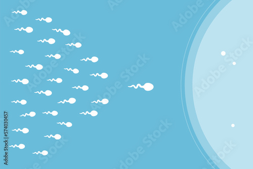 Fertilization concept with sperm and egg vector flat illustration