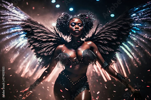 AI illustration of black woman in angel costume photo