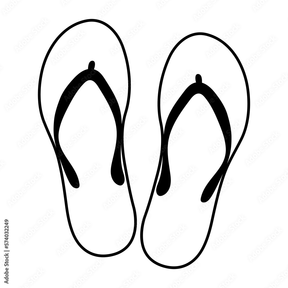 Flip flops line icon. Summertime vacation attribute. Vector illustration isolated on white background