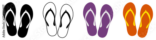 Set of flip flops icons. Vector illustration