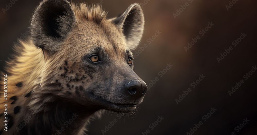 Fototapeta premium portrait of Spotted hyena Crocuta crocuta, Created using generative AI tools