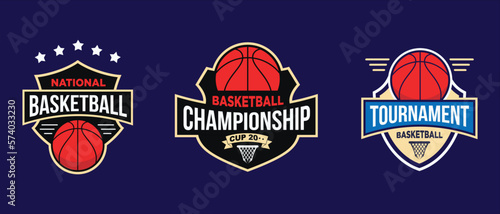 BasketBall Logo Illustration - Emblem, Badge  Baskekball design suitable for Sport or Game or Logo Design 4