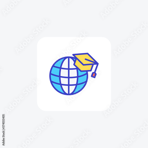 Scholarship, abroad fully editable vector fill icon 
