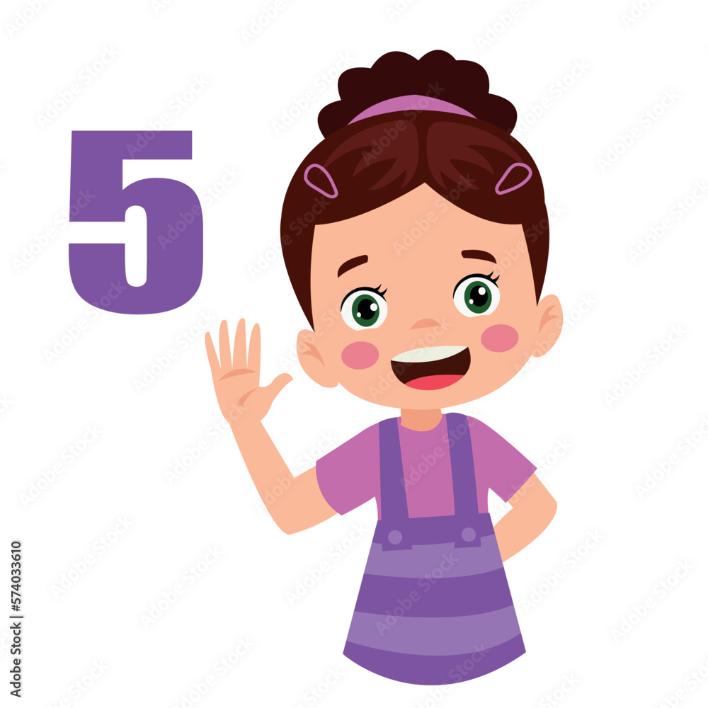 Cute little boy is studying math by counting his finger