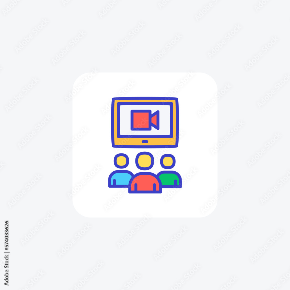 Online class, meeting�fully editable vector fill icon Online class, meeting�fully editable vector fill icon
