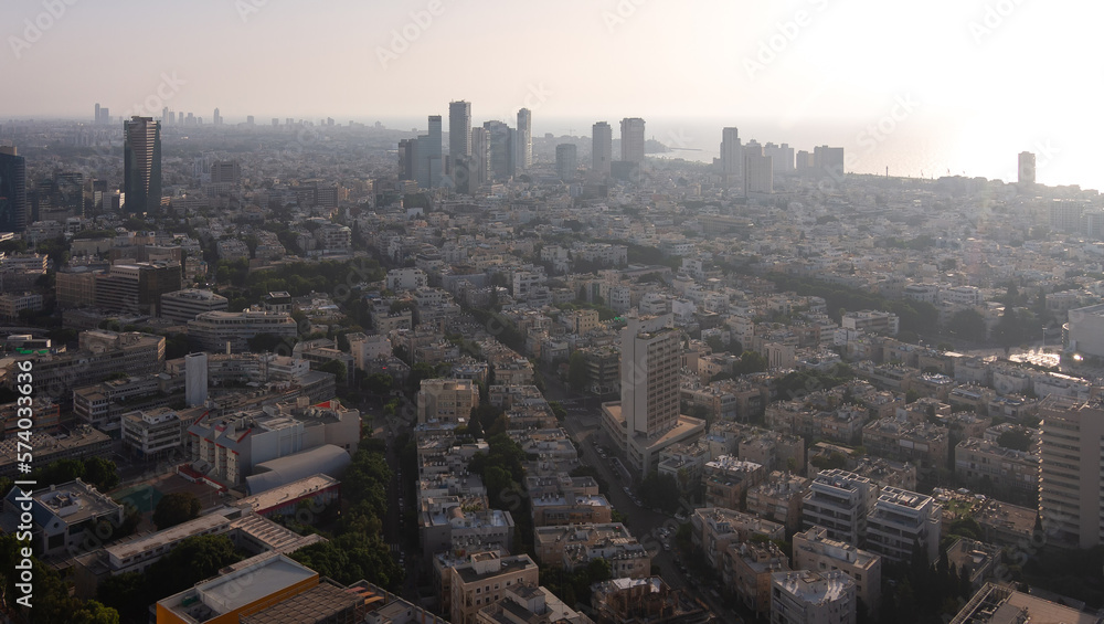 Fototapeta premium Tel Aviv aerial skyline. Dormitory area top view