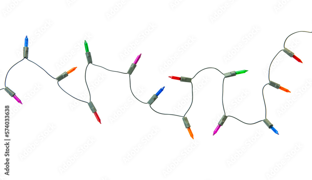 String of christmas lights isolated on white background With clipping path String of christmas lights isolated on white background With clipping path