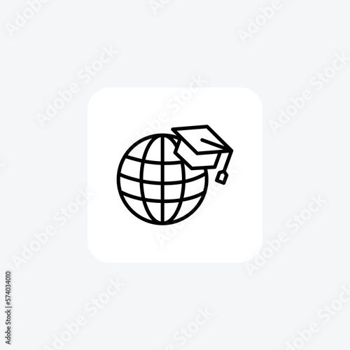 Scholarship, abroad fully editable vector Line icon 