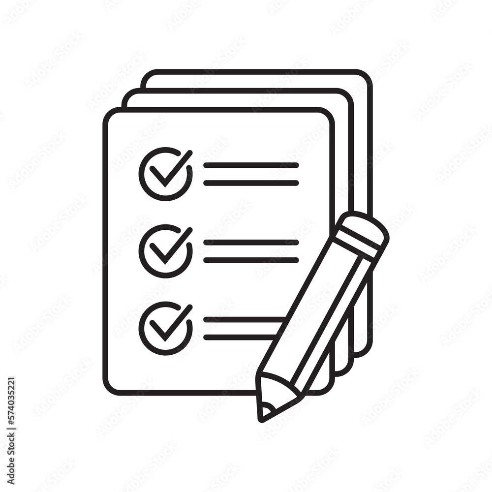 Checklist with pencil icon. Test, questionnaire icon. To do list vector icon for web site and app design. Checklist with pencil icon. Test, questionnaire icon. To do list vector icon for web site and app design.