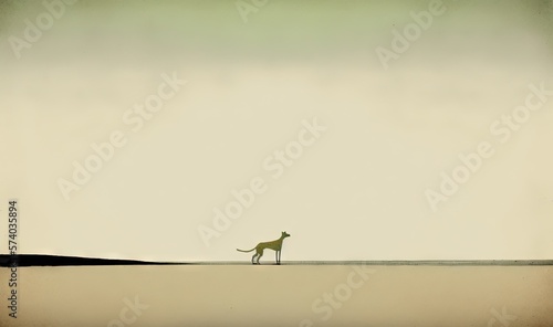  a giraffe standing in the middle of a large body of water on a cloudy day with a sky in the back ground and a hill in the background.  generative ai