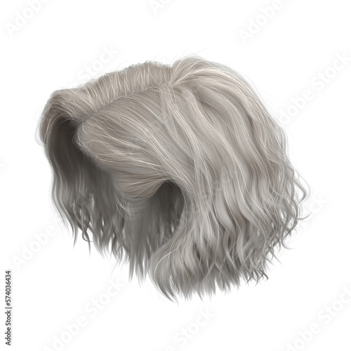 3d render illustration beauty short hair isolated silver gray