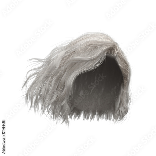 3d render illustration beauty short hair isolated silver gray
