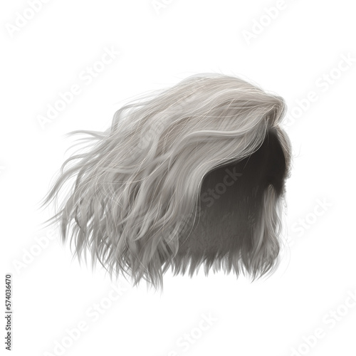 3d render illustration beauty short hair isolated silver gray