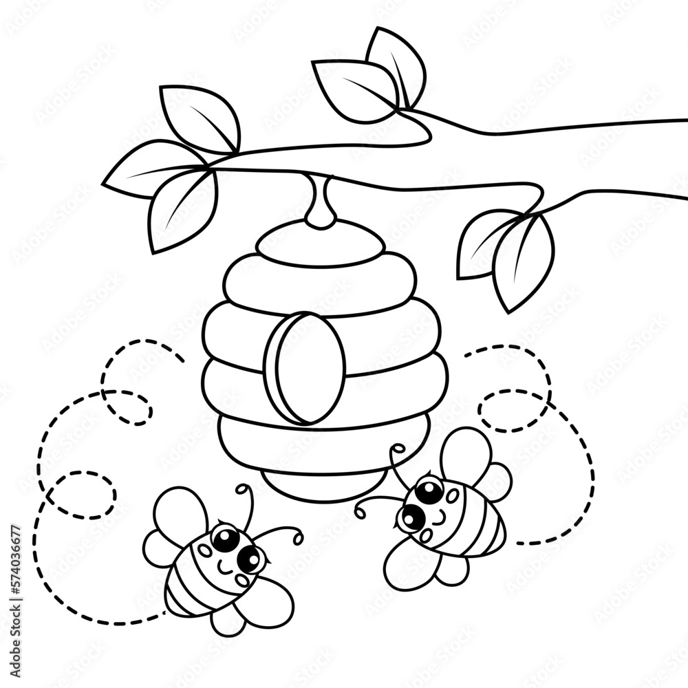 Bee And Beehive Coloring Pages - 1000 F 574036677 5BaUq6nyyse2RrzobJaBHyeamm6Tb5LY 