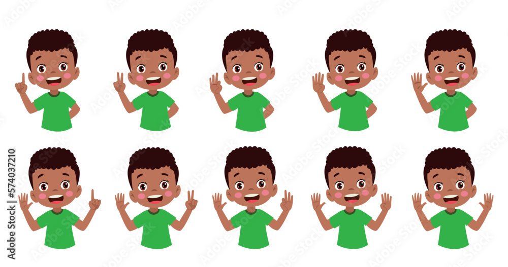 Cute little boy is studying math by counting his finger Cute little boy is studying math by counting his finger