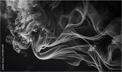  a black and white photo of smoke on a black background with a white border around the edges of the image and the smoke is blowing in the foreground. generative ai