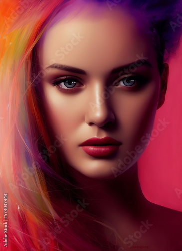 Portrait of a beautiful woman  Digital painting of a beautiful girl  Digital illustration of a female face.
