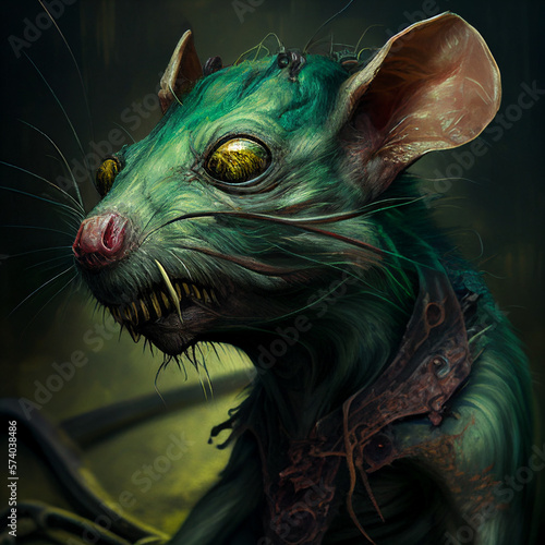Green undead rat created witch Generative AI technology