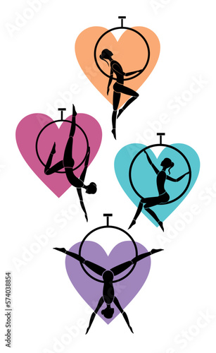 Set of Aerial Hoop Silhouettes	