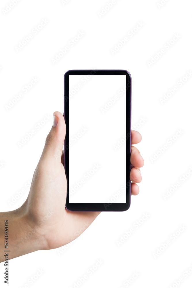 Hand holding smartphone on white background. Mobile phone with transparency screen. smartphone concept. app concept. Hand holding smartphone on white background. Mobile phone with transparency screen. smartphone concept. app concept.