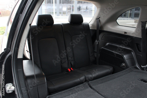 Interior of the seven-seater car. The second row of the rear seats.