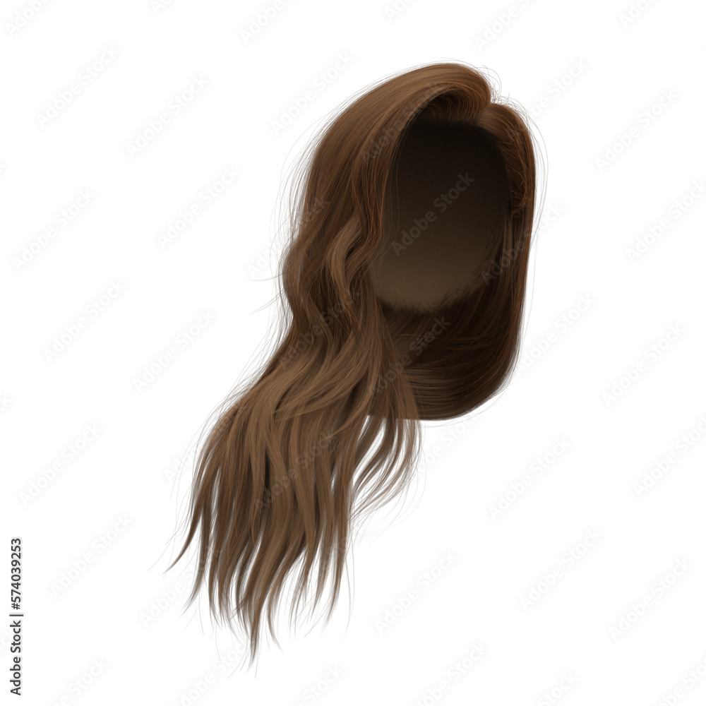 3d rendering straight hair isolated brown brunette 3d rendering straight hair isolated brown brunette