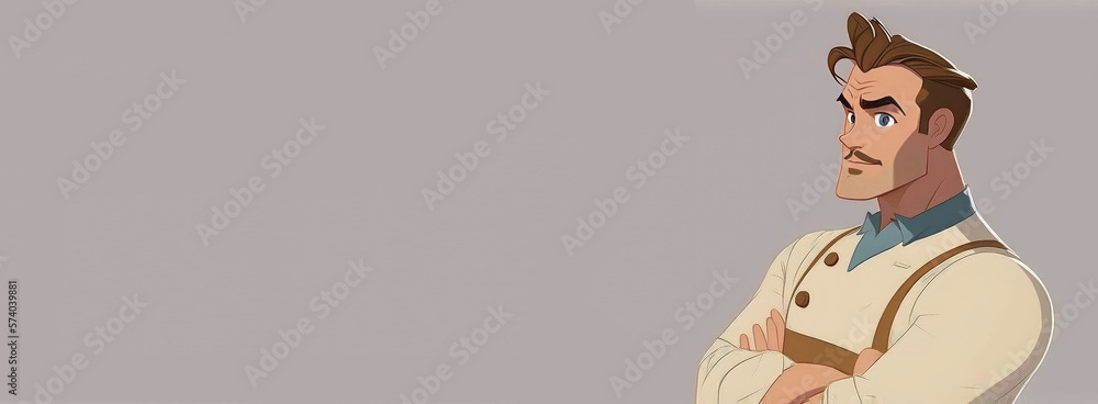 Cartoon Baker Character with Room for Copy. Empty flat background. Generative ai. Cartoon Baker Character with Room for Copy. Empty flat background. Generative ai.