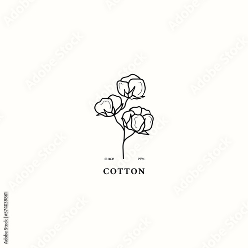Line art cotton plant illustration