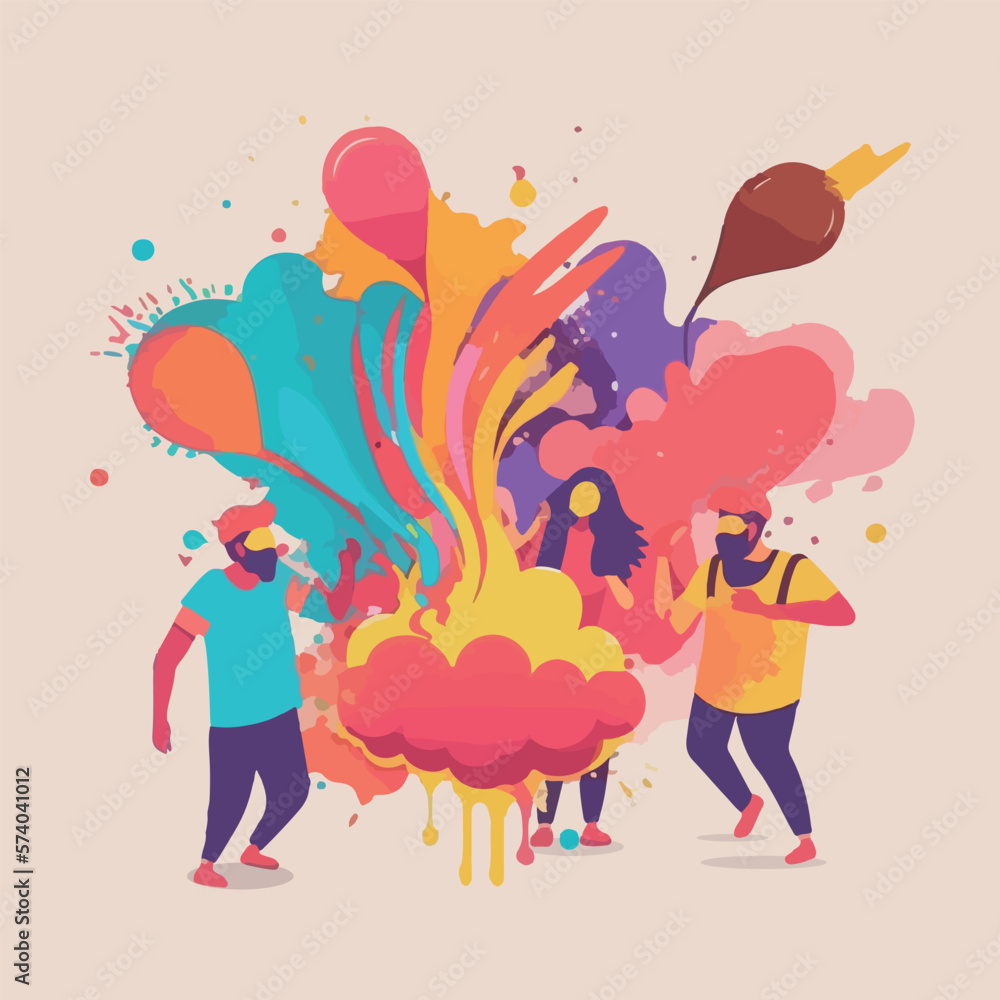 Fototapeta premium Holi festival celebrating flat vector illustration