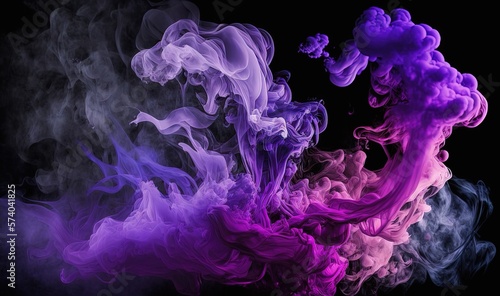  a group of colored smokes floating in the air on a black background with a black background behind them and a black background with a white border.  generative ai © Shanti