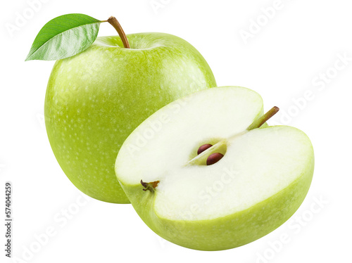 Delicious green apples cut out
