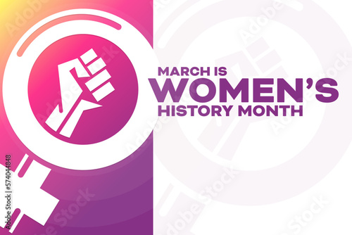 March is Women’s History Month. Vector illustration. Holiday poster.