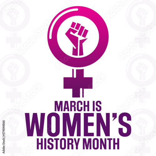 March is Women’s History Month. Vector illustration. Holiday poster.