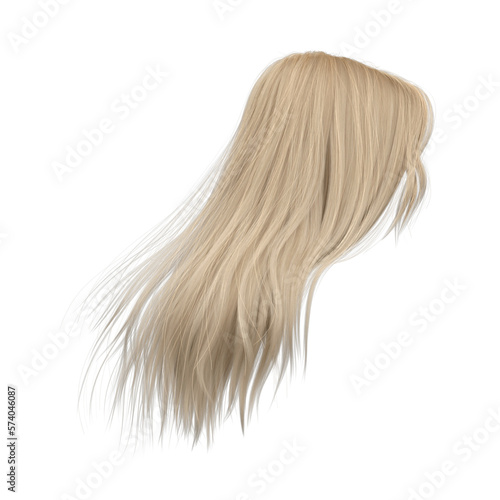 3d rendering straight hair isolated blonde