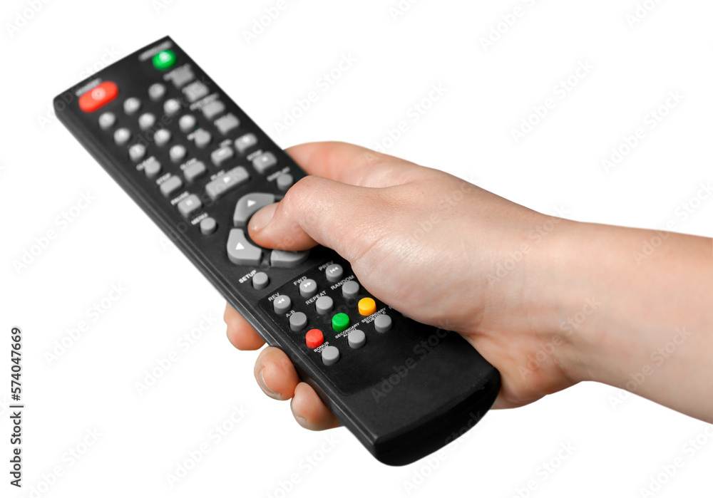 Young man hand holding tv controller Young man hand holding tv controller
