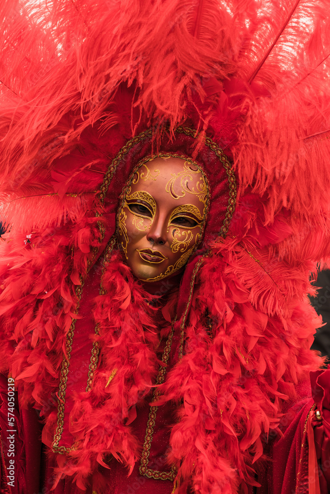 Φωτογραφία People wearing colorful and elaborate costumes during the Venice carnival in Ita