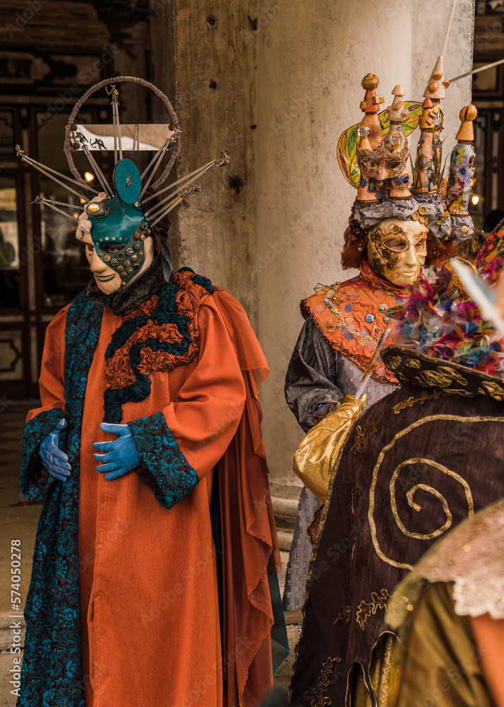 Φωτογραφία People wearing colorful and elaborate costumes during the Venice carnival in Ita